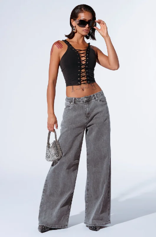 Wide Leg Pants with Fringe -PERFECT FIT EVERYDAY WIDE LEG DENIM