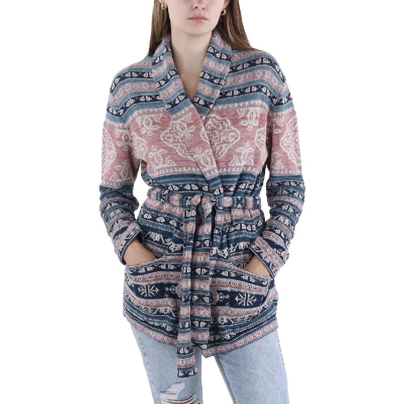 Short - Sleeve Sweaters for Summer Wear -Lauren Ralph Lauren Womens Aztec Print Linen Cardigan Sweater