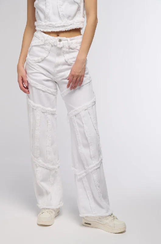 Wide Leg Pants for Summer Vacations -CIARA DISTRESSED WIDE LEG JEANS