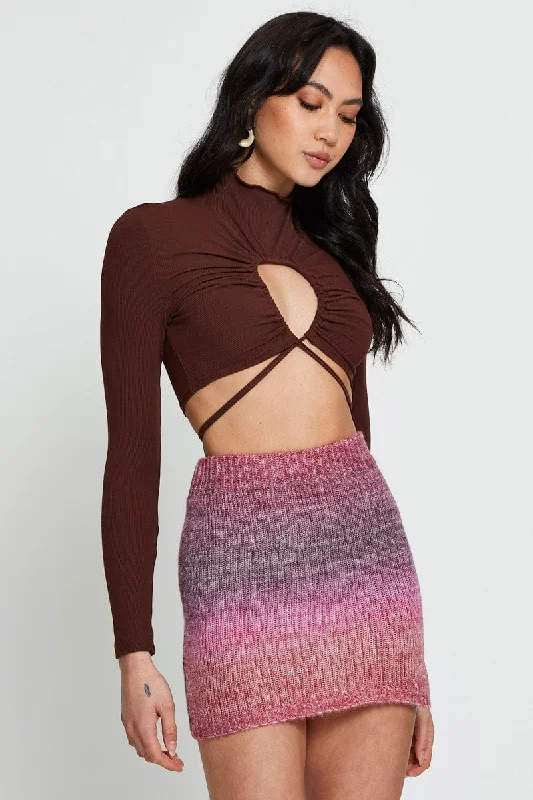 Classic black skirts for versatile outfit pairing -Pink Knit Skirt Mini