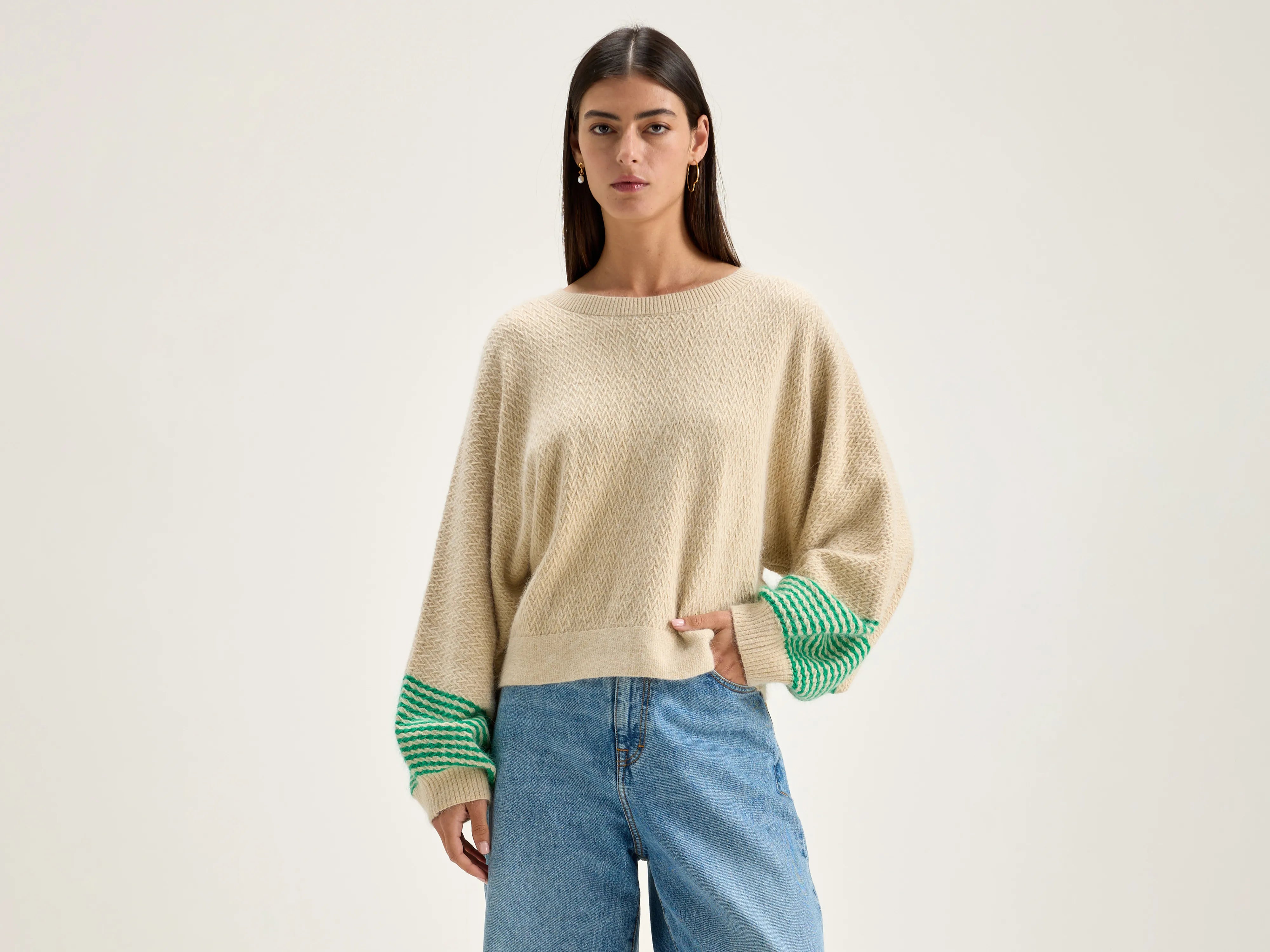 Halter Neck Sweaters for Stylish Look -Dios crew-neck sweater (242 / W / CALCAIRE)