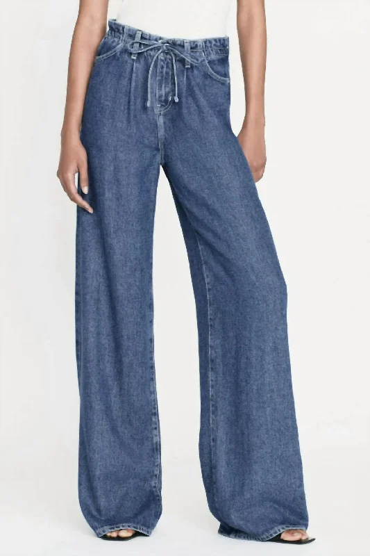 Drawstring Wide Leg Jean In Ghost