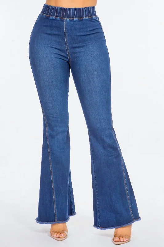 High Waist Curvy Flare Jeans In Dark Blue