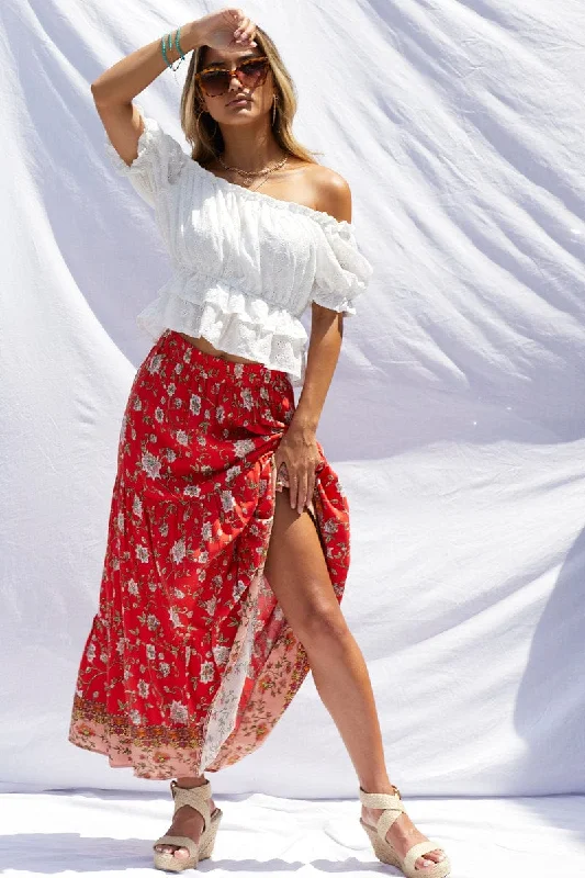 Stretchy skirts for all-day wear comfort -Boho Print Maxi Skirt High Rise