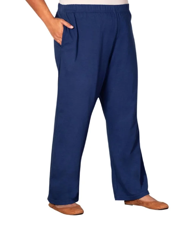 Wide Leg Pants with Tassels -Cotton Wide Leg Pants - Plus In Navy