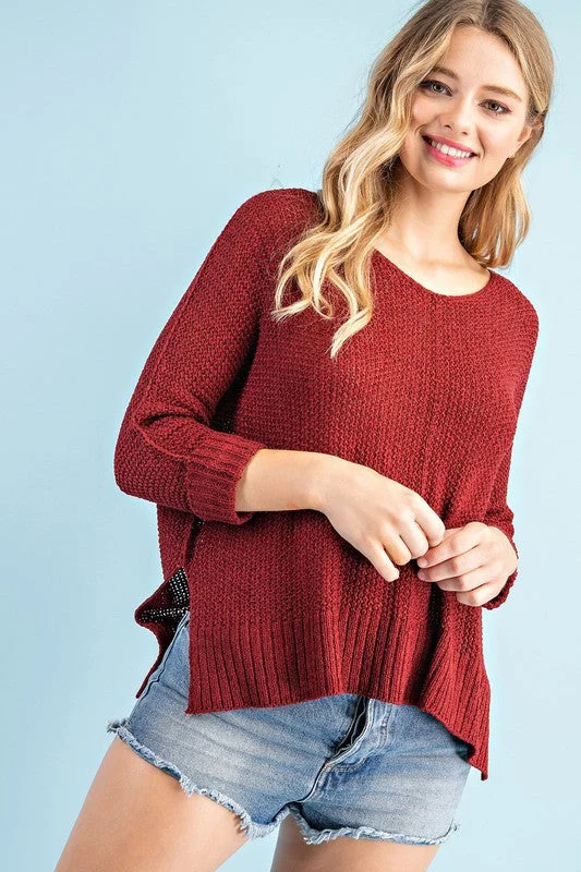 Breathable Sweaters for Comfort -Fine Thread Soft Luxe Sweater (Wine)