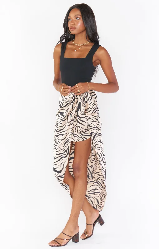 Trendy skirts with modern cutout designs -Wrap Me Up Skirt ~ Coconut Zebra Satin