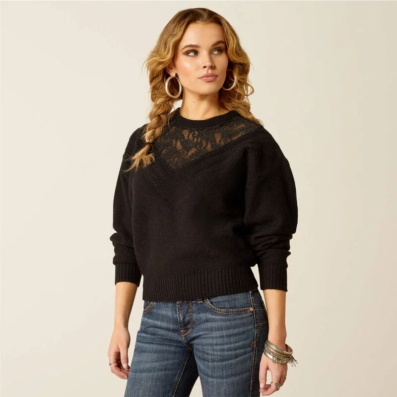 Abstract Pattern Sweaters for Artistic Flair -Ariat Women's Magnolia Sweater in Black