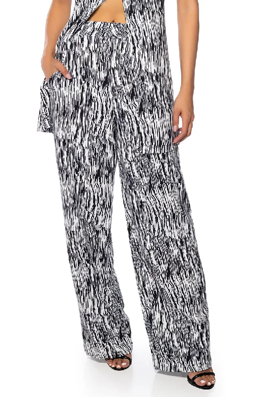 Silk Wide Leg Pants for Luxurious -BELIEVER PRINTED WIDE LEG TROUSER