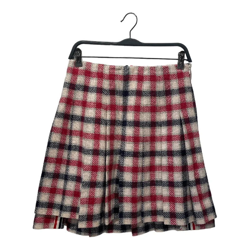 Lightweight skirts for warm season chic -THOM BROWNE. NEW YORK/Skirt/L/Plaid/Wool/CRM/