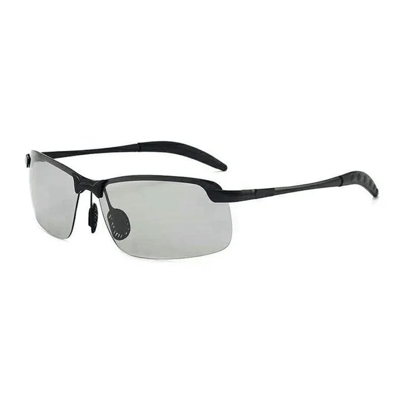 Semi-rimless Glasses for Hybrid Style -Men Discolor Driving Polarized Sunglasses