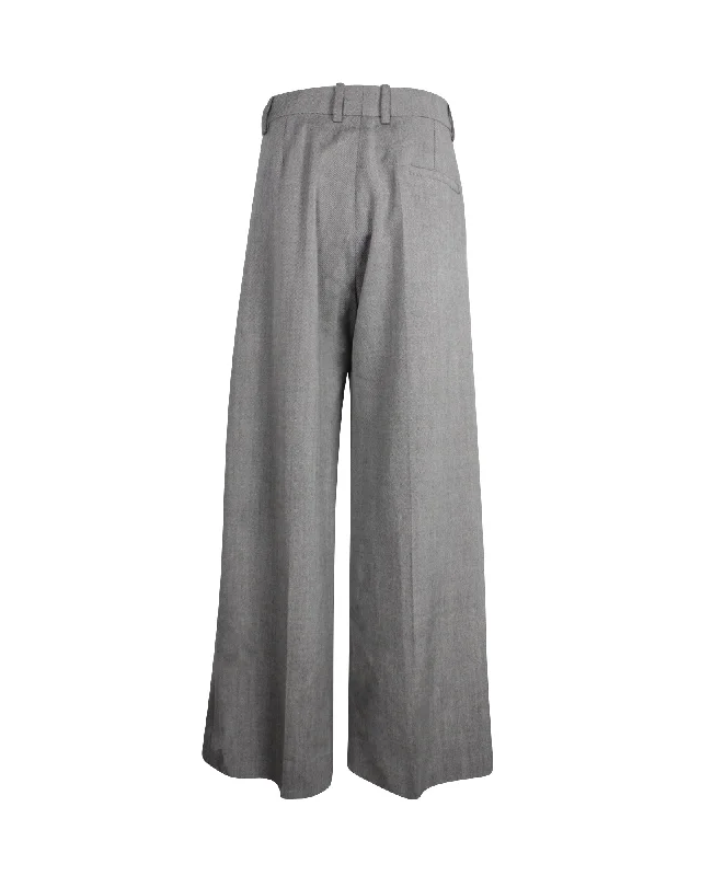 Wide Leg Pants for Spring Outfits -Christian Dior dior Wide Leg Pants in Grey Virgin Wool