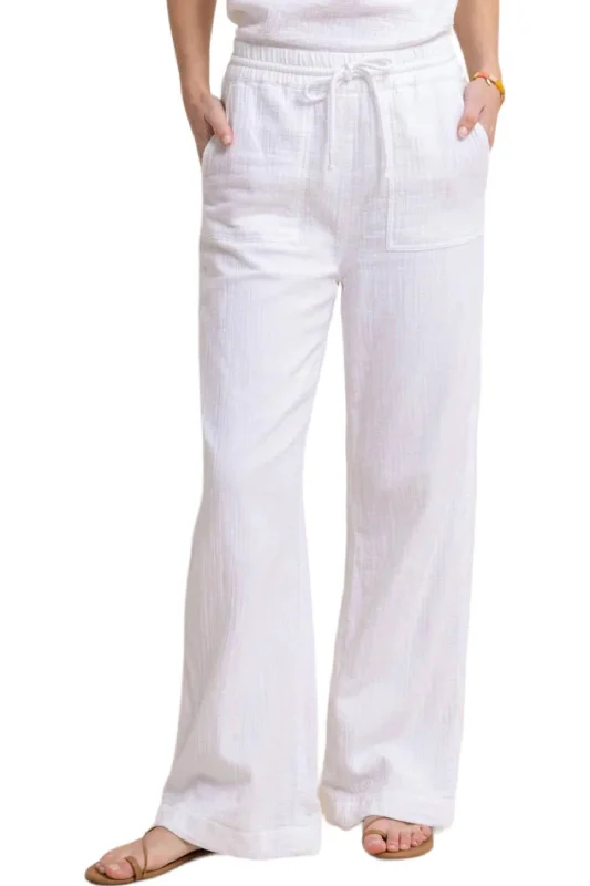 Wide Leg Pants with Turned Up Hems -Laken Wide Leg Pants In White