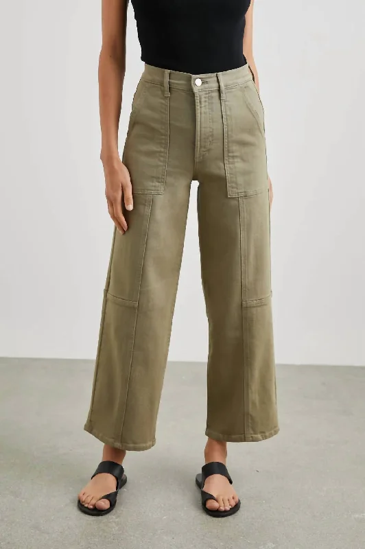 Getty Crop Utility Wide Leg Pant In Washed Olive