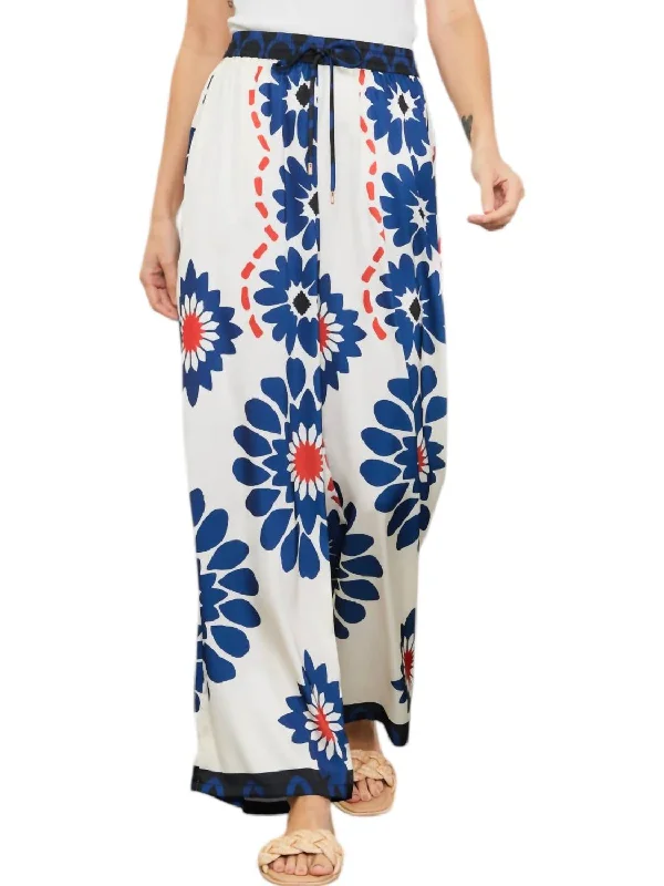 Palazzo Wide Leg Pants for Elegant -Wide Leg Pants In Ivory/navy