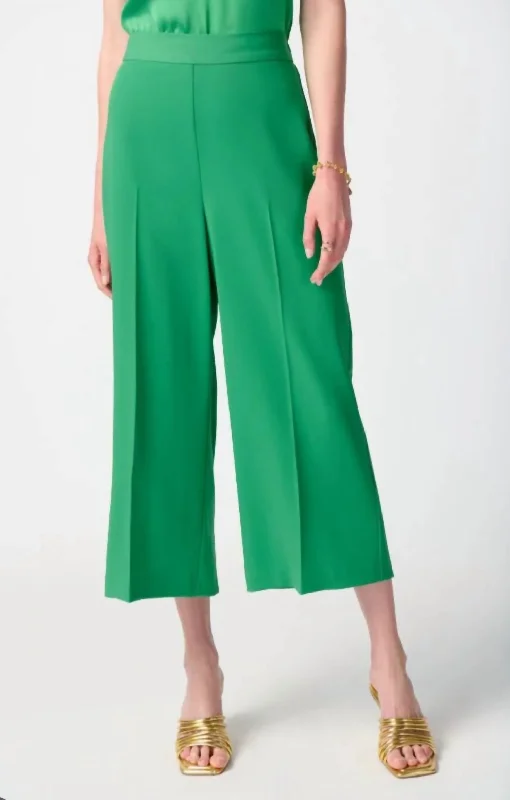 Wide Leg Pants for Plus Size Women -Pleated Wide Leg Pants In Island Green