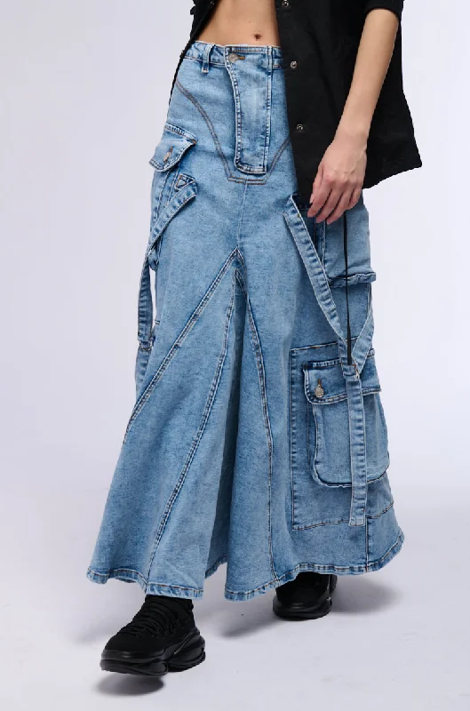 SOLANGE CARGO DENIM MAXI SKIRT