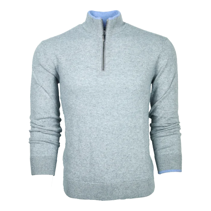 Tasseled Sweaters for Exotic Look -Sebonack Quarter-Zip Sweater (Light Grey Heather)