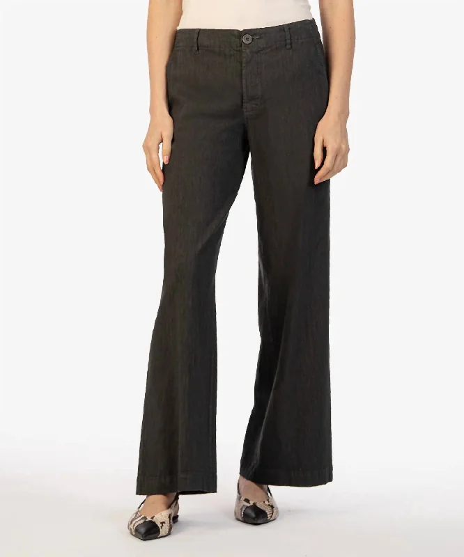 Long Wide Leg Pants for Full Length -Meg Linen Wide Leg Pants In Charcoal