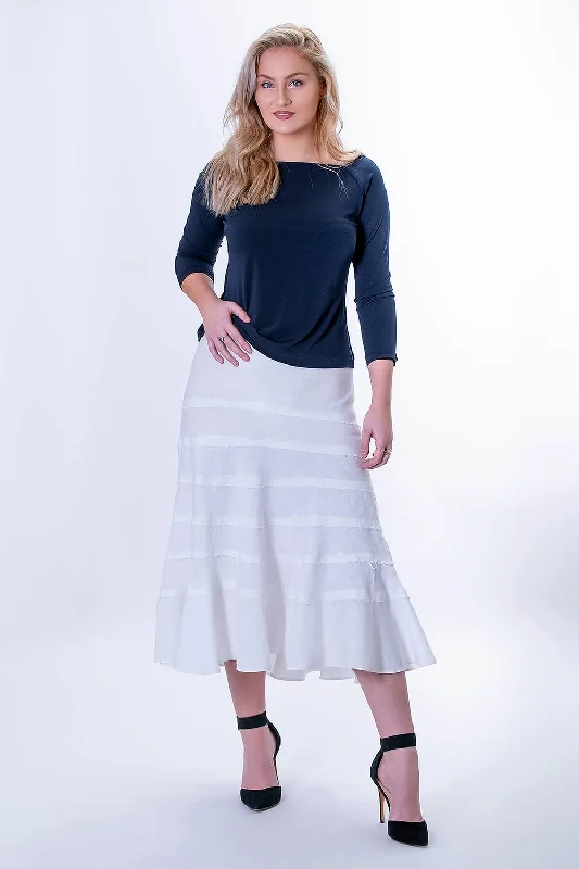 High-waisted denim skirts for cool lift -The Pattern Cutters Sierra Tiered Bias Skirt