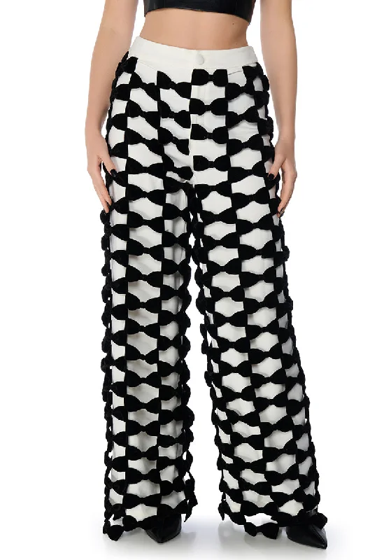 Wide Leg Pants for Fall Looks -OPAL ALL OVER BOW DETAIL WIDE LEG PANT