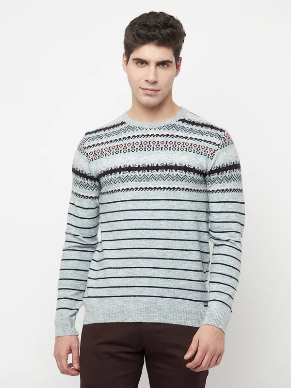 Fringed Sweaters for Bohemian Style -Men Grey Melange Sweaters