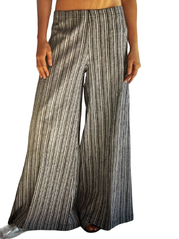 Wide Leg Pants with Narrow Belt -Rose Wide Leg Pants In Grey/black