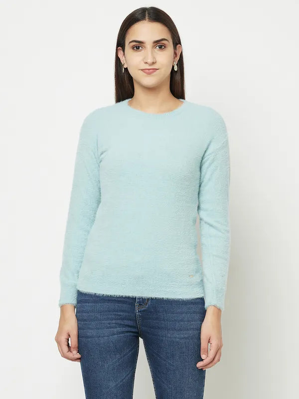 Travel - Friendly Sweaters for Trip -Women Light Teal Sweaters