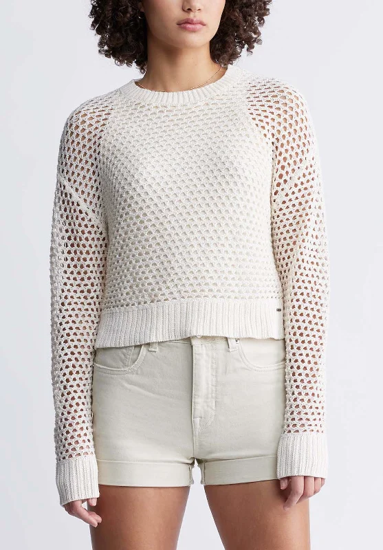 Sleeveless Sweaters for Layering -Braelynn Women’s Openwork Sweater in Off-White - SW0055P