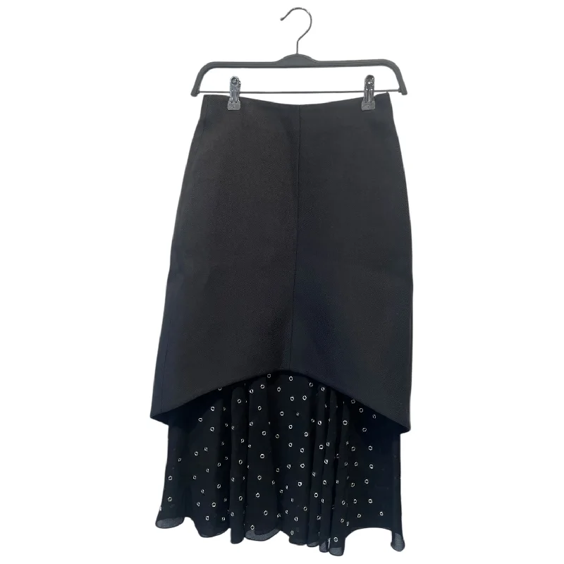 Trendy skirts with asymmetrical hem lines -BALENCIAGA/Long Skirt/38/Wool/BLK/Double Layer Skirt w/ Eyelit