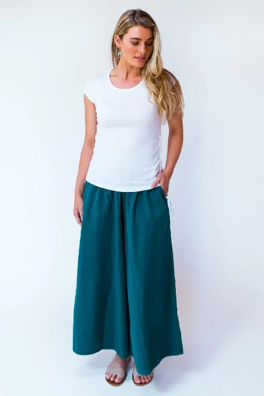 Brown Wide Leg Pants for Earthy -Palazzo Pants - Turquoise