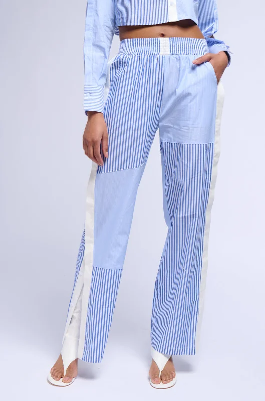 Wide Leg Pants with Studs -REESE MIXED STRIPE POPLIN WIDE LEG PANT