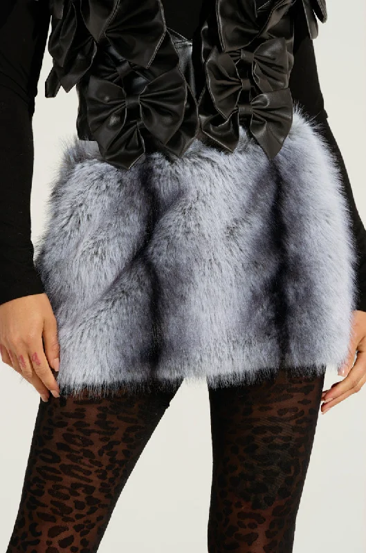 Wrap maxi skirts for versatile styling options -ICE QUEEN FUR MINI SKIRT