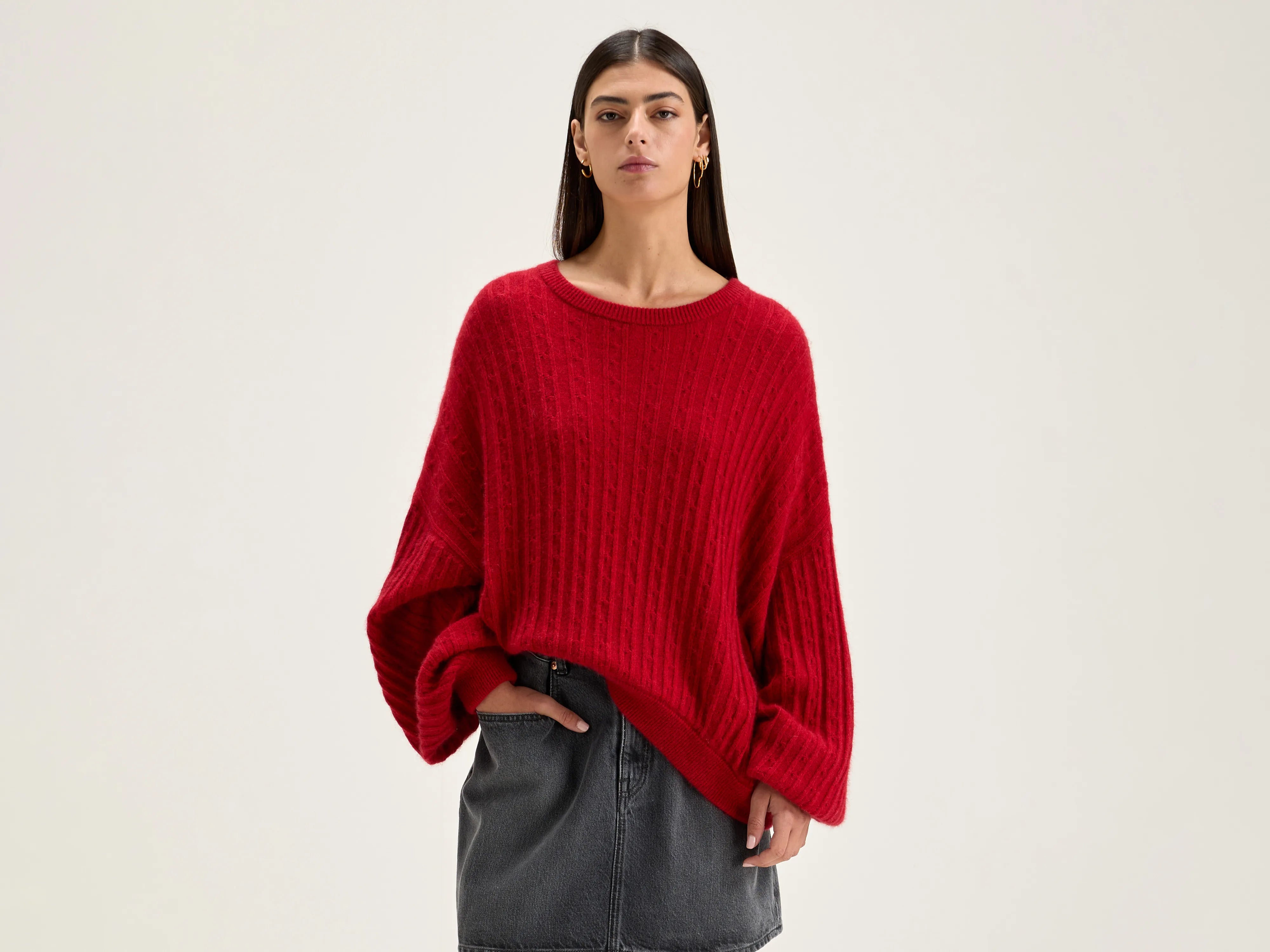 Patchwork Sweaters for Unique Design -Dukas cropped sweater (242 / W / ECARLATE)