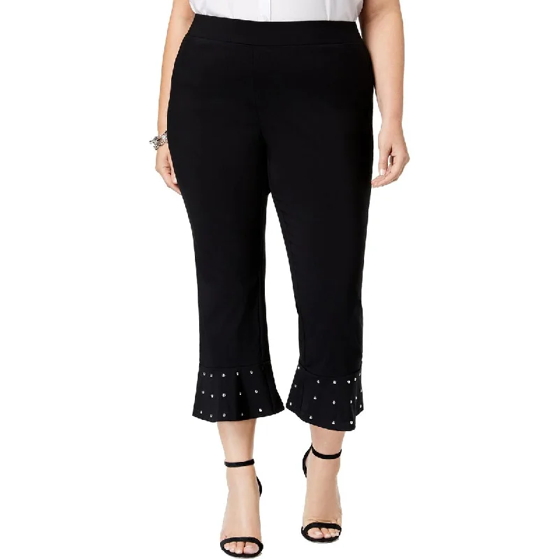 Plus Womens Ponte Studded Capri Pants