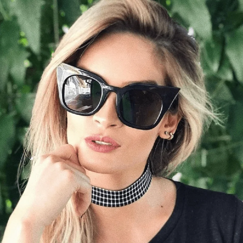 Geometric Glasses for Modern Design -Womens Vintage Cat Eye UV400 round Frame Sunglasses Summer Outdoor Glasses Eyewear