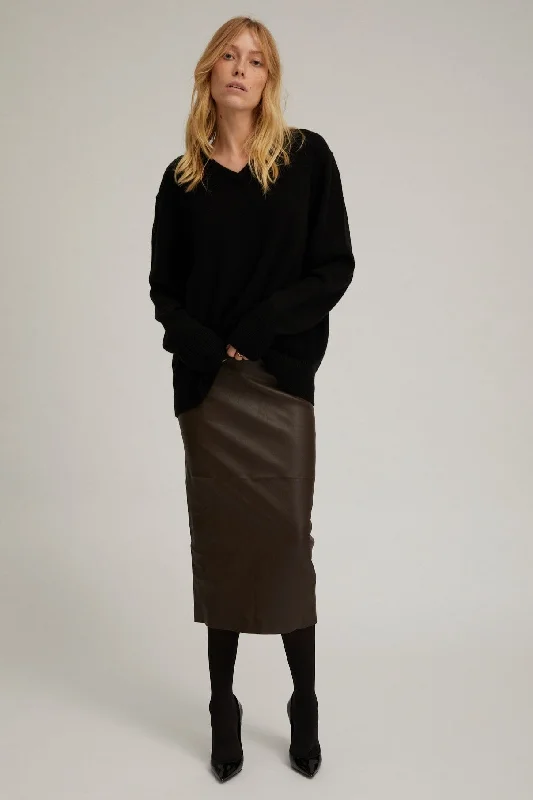 Patterned skirts with geometric print edge -Americano Leather Tube Skirt