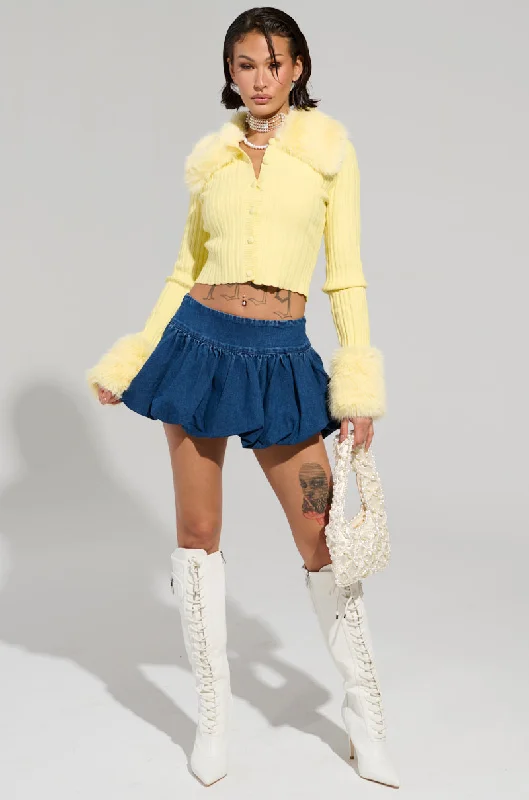 Luxury skirts with intricate embroidery accents -PRETTY WOMAN DENIM BUBBLE SKIRT