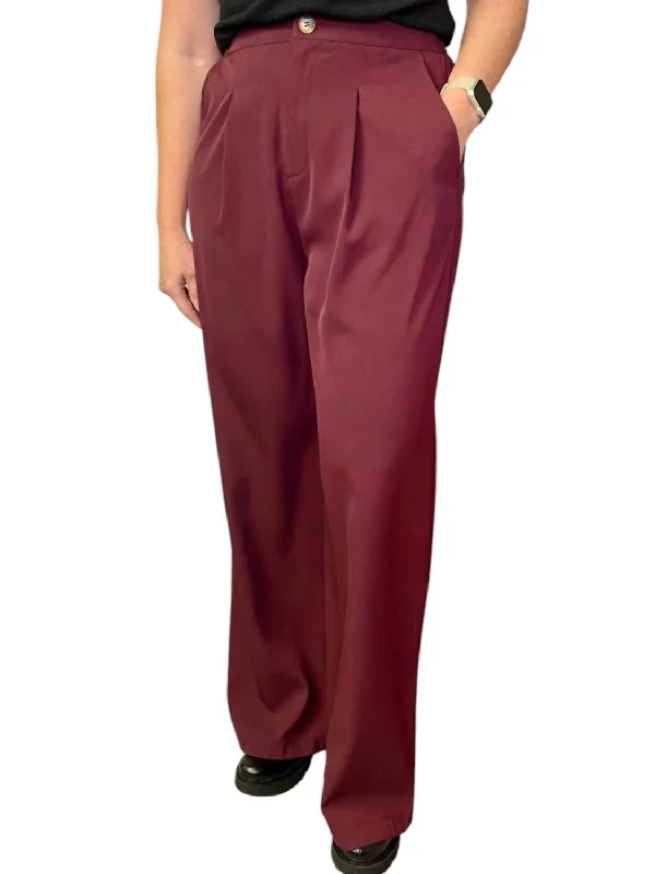 Wide Leg Pants for Sporting Events -Silent Streets Wide Leg Pants In Wine