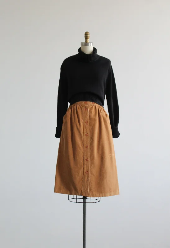 Trendy midi skirts for modern fashionistas -wheaten corduroy skirt