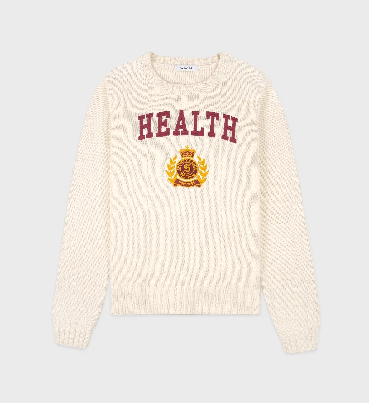 Turtleneck Sweaters for Cold Weather -NY Health Crest Knitted Sweater - Cream/Merlot/Gold