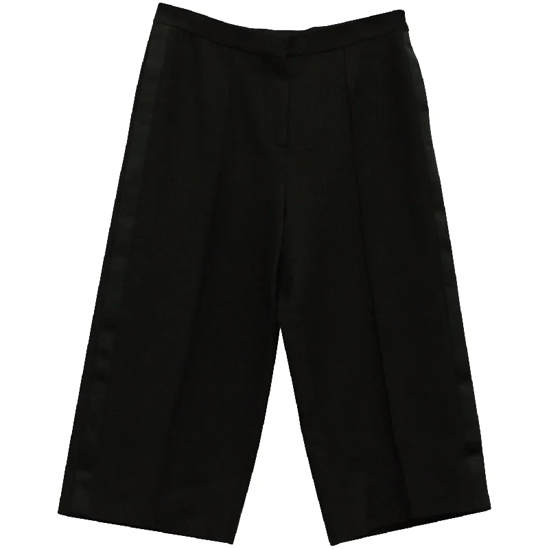 Wide Leg Pants for Casual Fridays -Valentino Cropped Wide Leg Pants in Black Wool