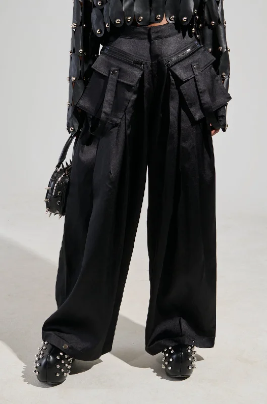 Wide Leg Pants for Formal Occasions -A MOMENT APART WIDE LEG TROUSER WITH POCKETS IN BLACK