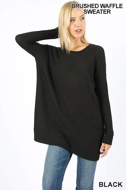 Checkered Sweaters for Casual Vibe -Brushed Thermal Sweater (Black)