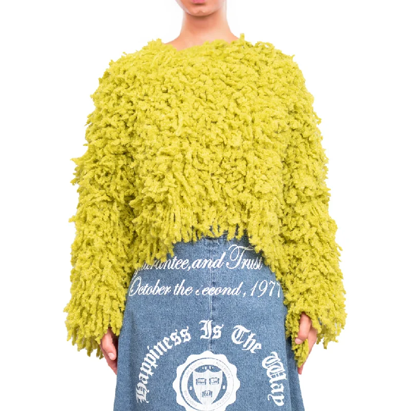 Cardigan Sweaters for Open - Front Style -Sweater with "Boucle Meta fur" concept Yellow