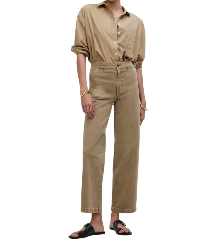 Low Waist Wide Leg Pants for Relaxed -Emmett Wide Leg Pants In Tan Khaki