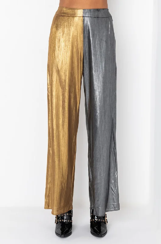 Wide Leg Pants with Sequins -LETS CELEBRATE SHINY WIDE LEG PANT