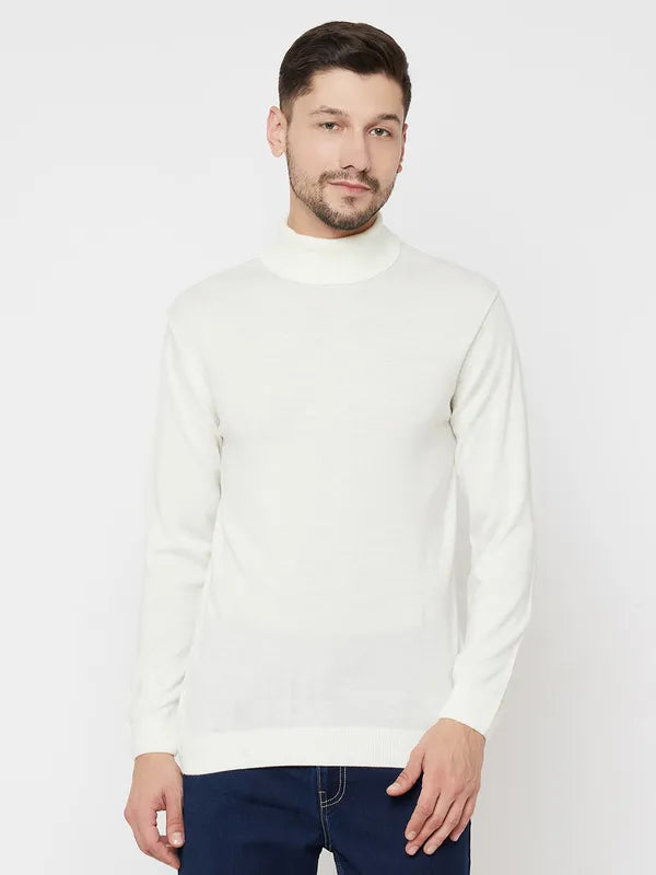 Roll - Neck Sweaters for Cold - Resistance -Men White Sweaters