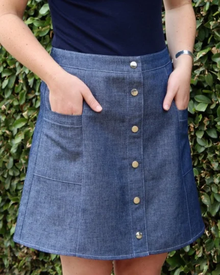 Classic skirts with simple clean lines -Blue Dot Patterns Ally Skirt