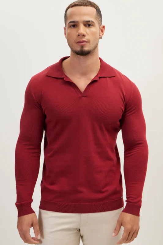 Knitted Sweaters for Traditional Style -Johnny Polo Sweater - Burgundy